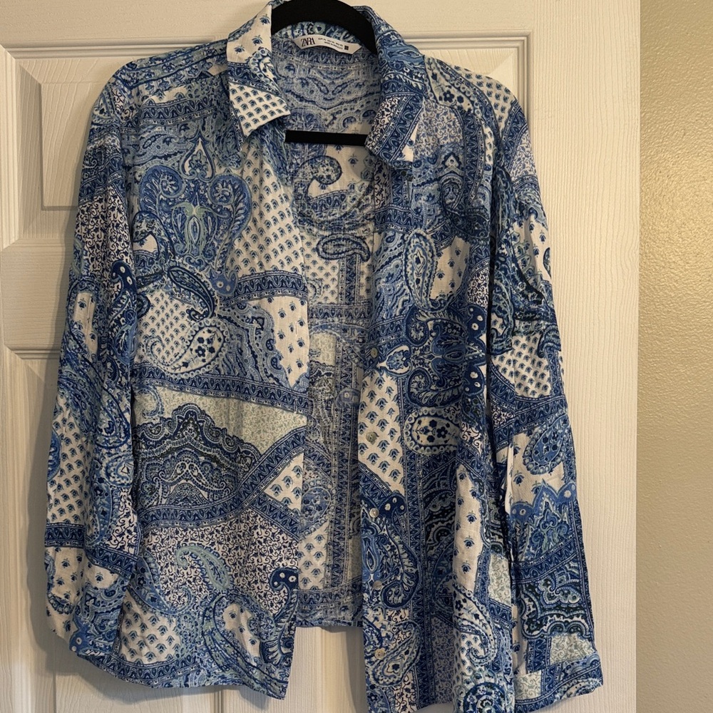 Blue Paisley Women's summery button down
